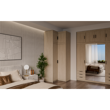 Szafa narożna z nadstawką  98 / 98 cm TRINO beżowa